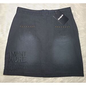 NWT|Desigual Fal Jackie Black Denim Mini Skirt, EU 38, US 4